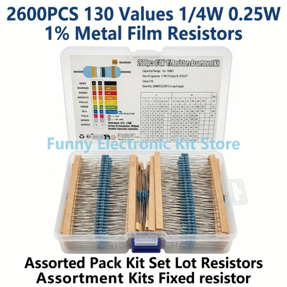 Diy Home Electronics Projects - 2600pcs Metal Film Resistors Assorted Pack